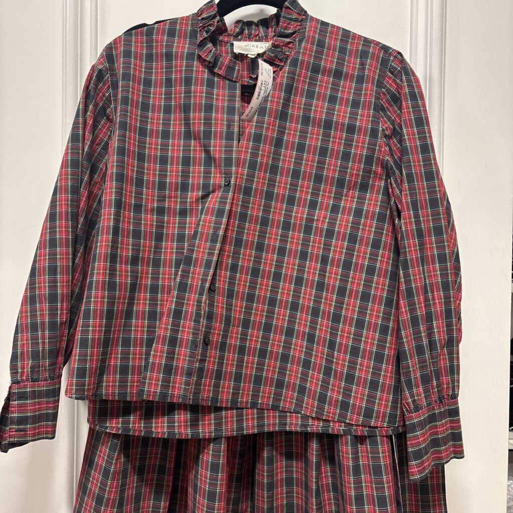 Multi Plaid Cotton/Flax Sweater + Skirt SET