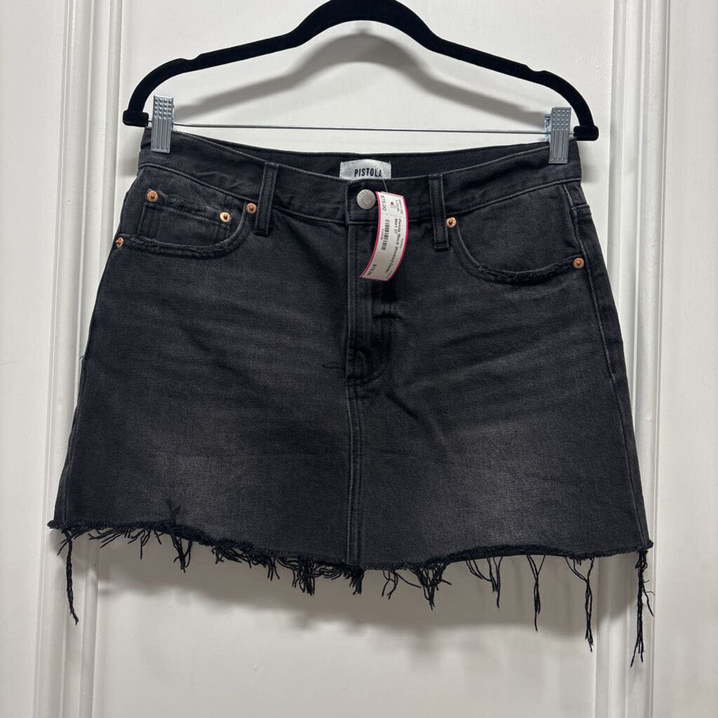 Black Washed Denim Skirt