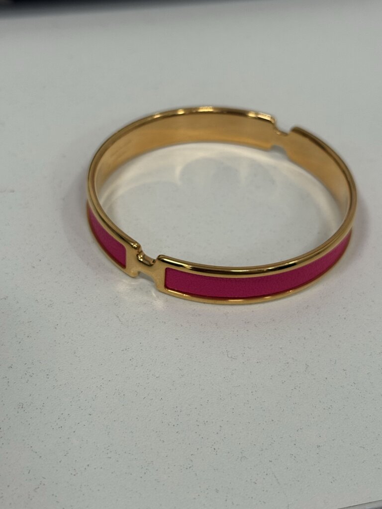 Rose Gold Tone Chamkila Goatskin Leather-Inlay Olympe Bracelet