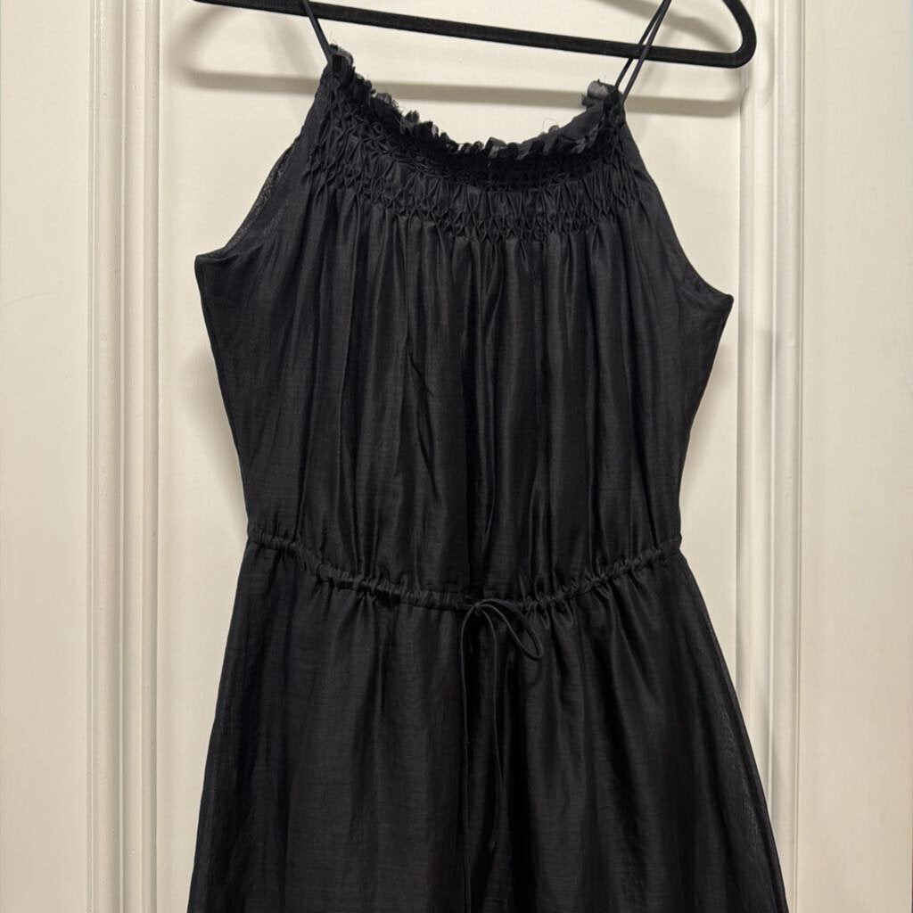 Black Ramie Sleeveless Dress