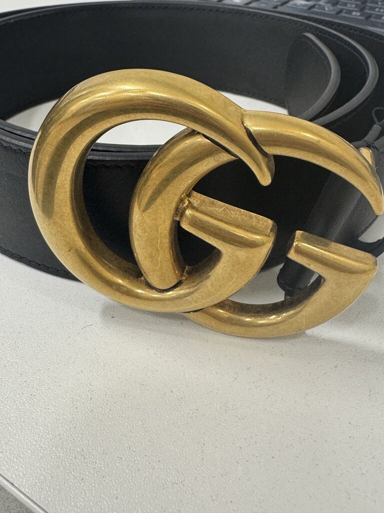 Gucci Black Leather GG Belt, 90