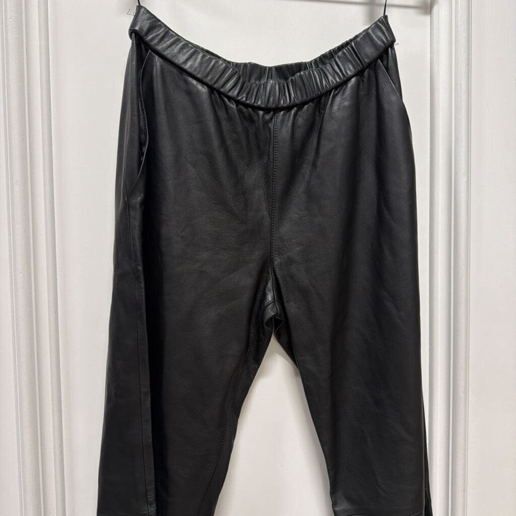 Black Leather Cropped Pants