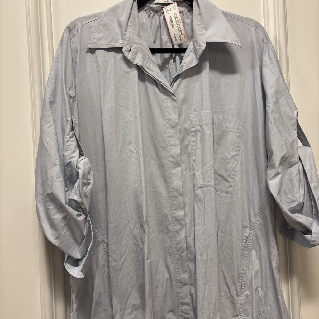 Light Blue Cotton Blend Maxi Dress (as is stains collar/back)