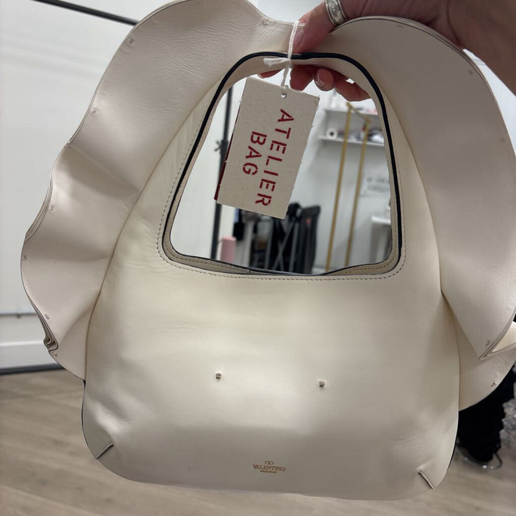 Cream Leather Rouches Edition Bag (WT)