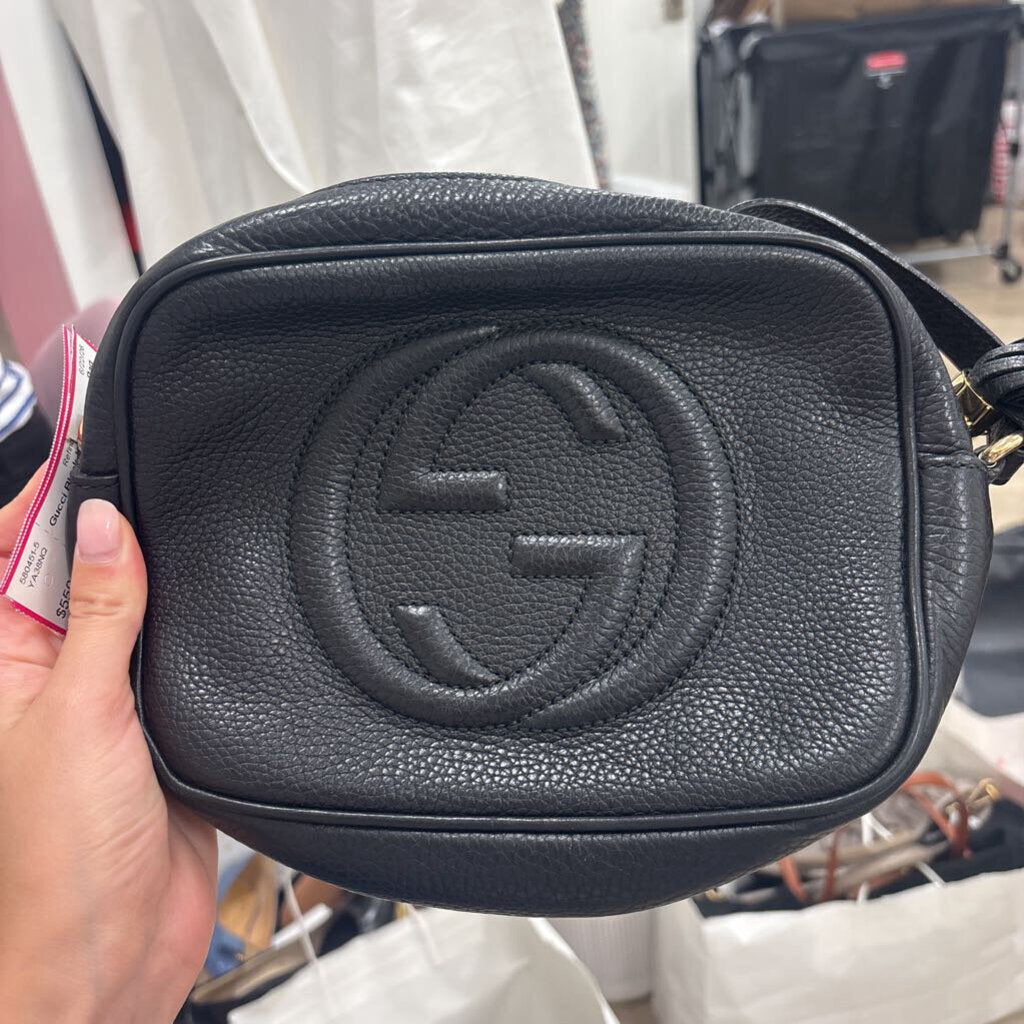 Black Leather Disco Bag