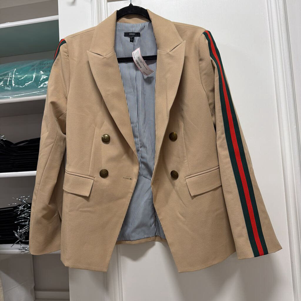 Beige Stripe Crop Blazer, M