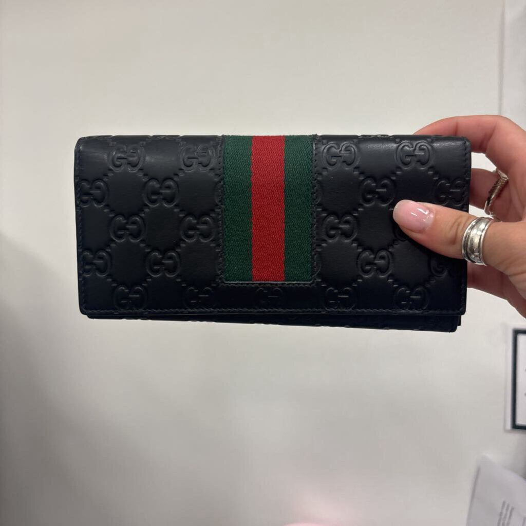 Black GG Stripe Wallet