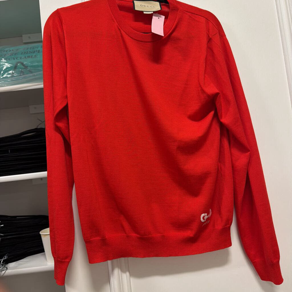 Red Wool Horsebit Detail Sweater