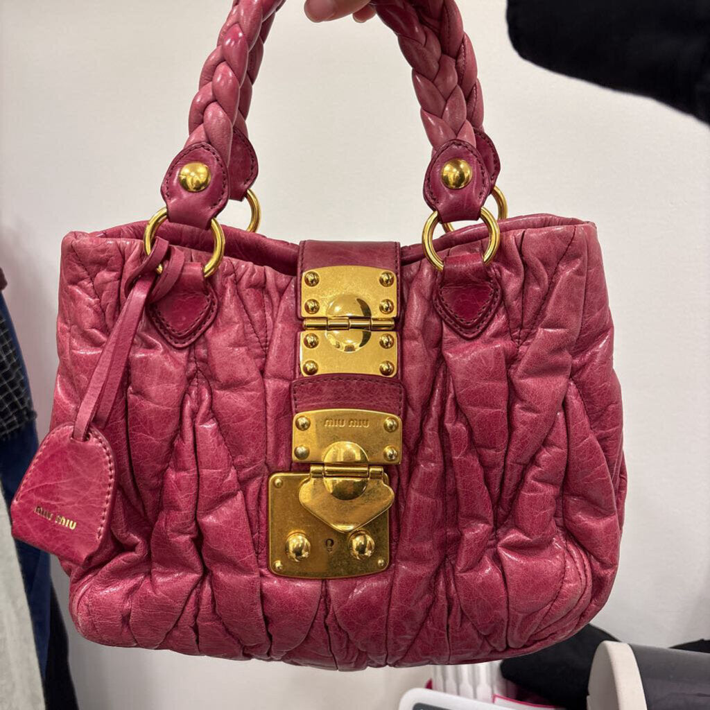 Pink Matelasse Crossbody Bag