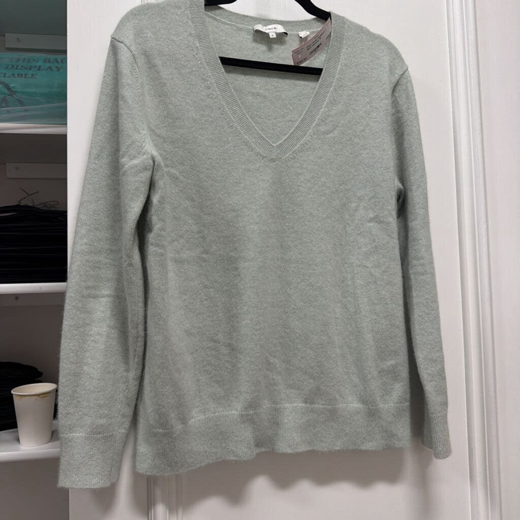 Green Cashmere V Neck Sweater