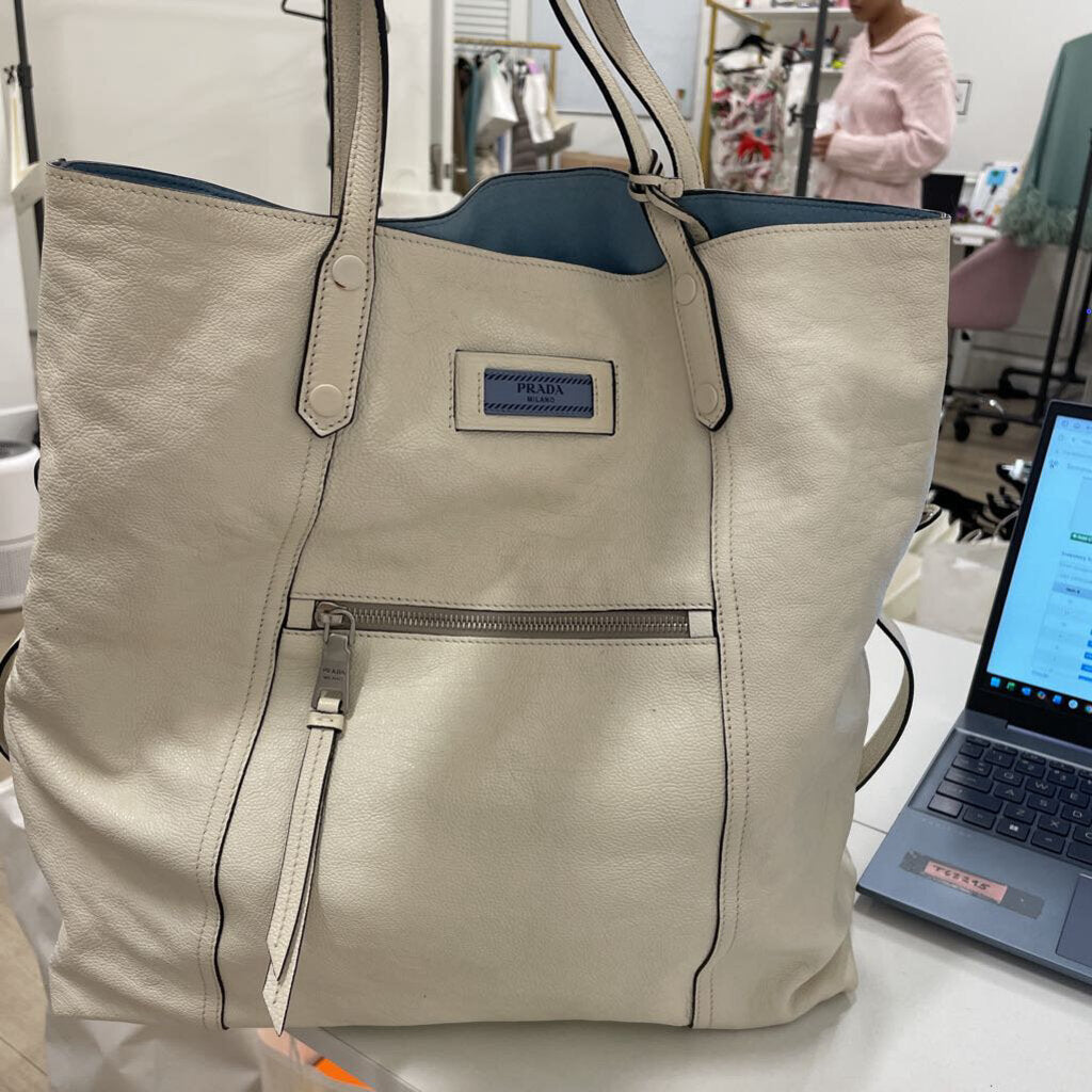 White Leather Tote Bag