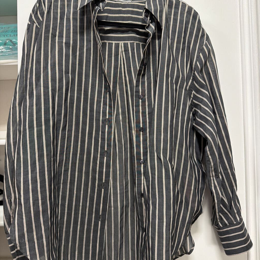 Gray/Brown Stripe Cotton/Silk Shirt
