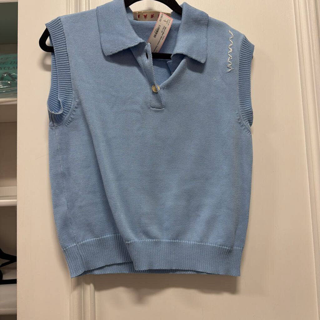Blue Sleeveless Sweater Polo