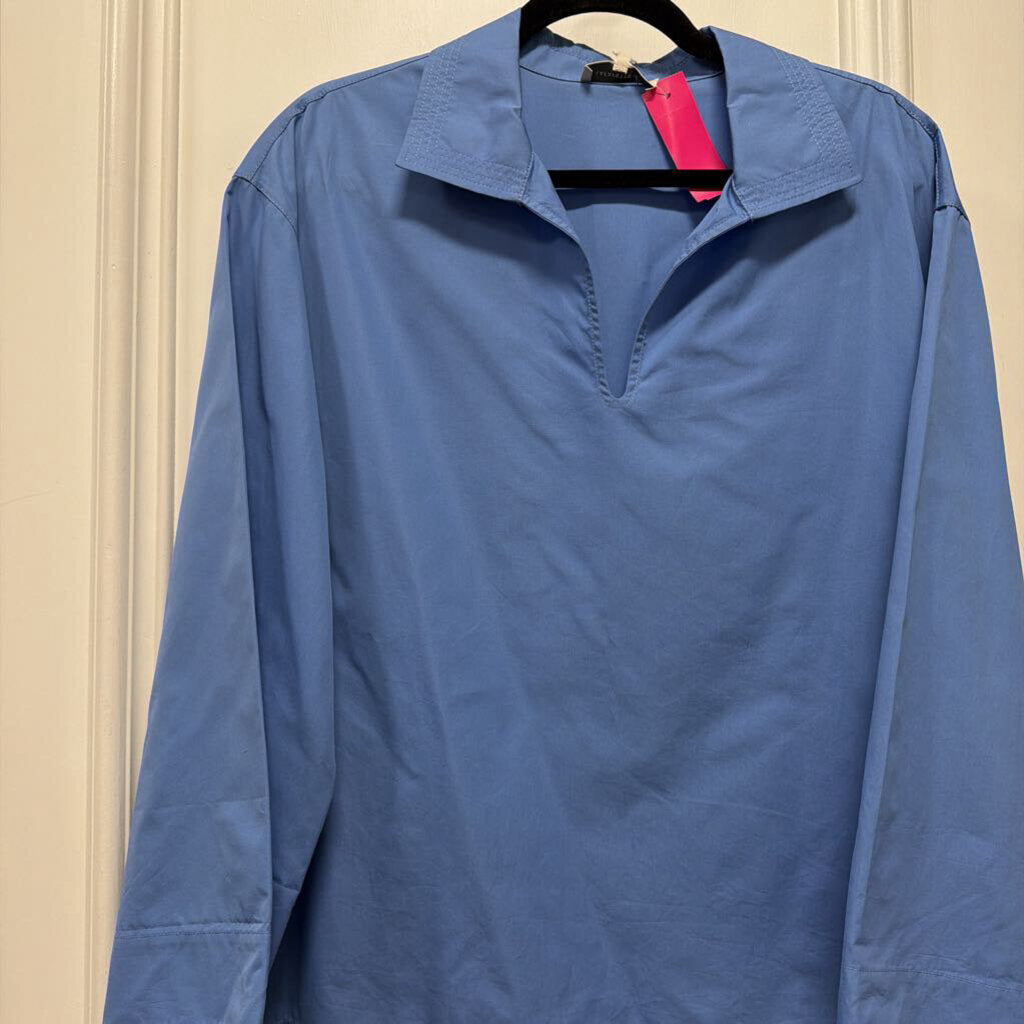 Blue Cotton Popover Top (NWT 448)