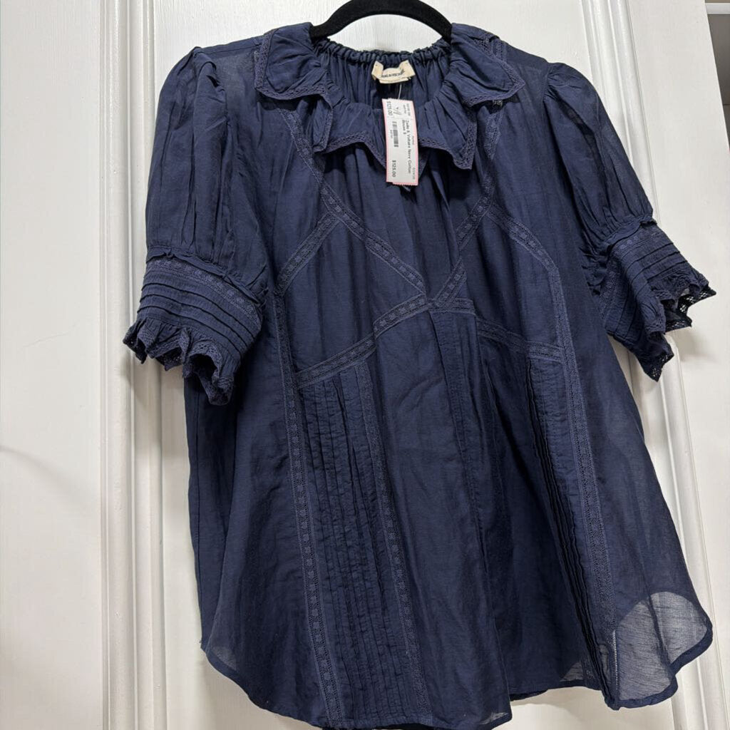 Navy Cotton Blouse