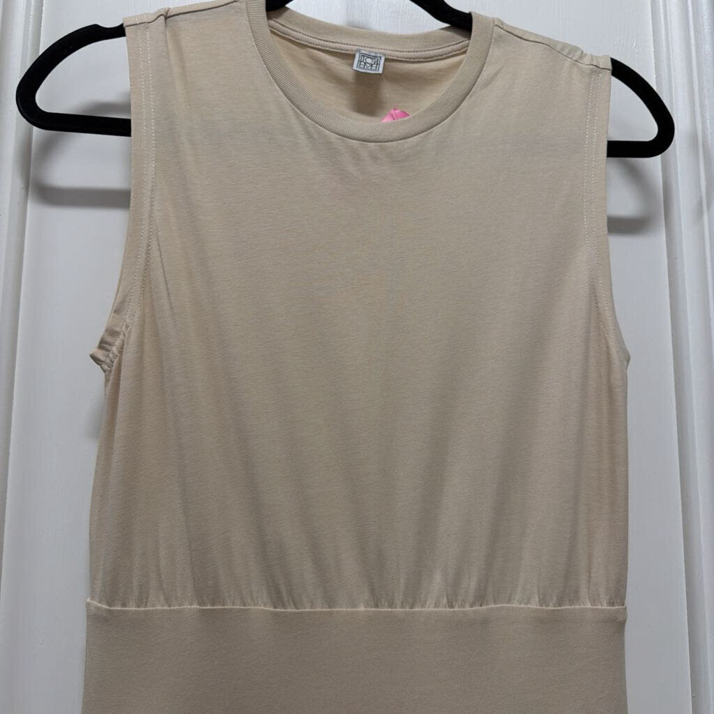 Beige Cotton Circle Skirt Dress