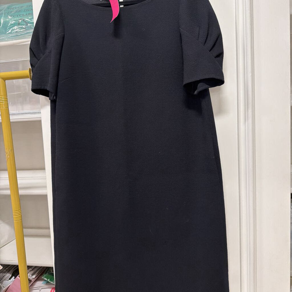 Black Wool SS Midi Dress