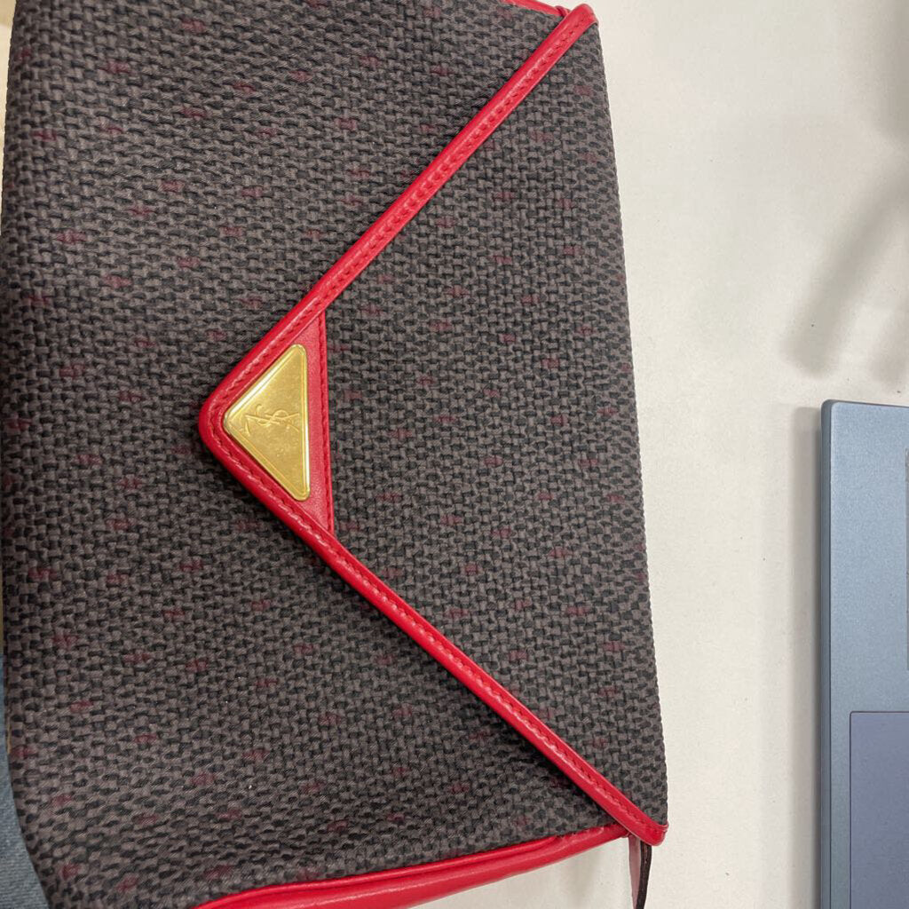 Vintage Grey/Red Clutch