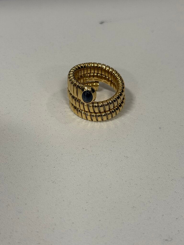 18k Yellow Gold Sapphire Tubogas Ring