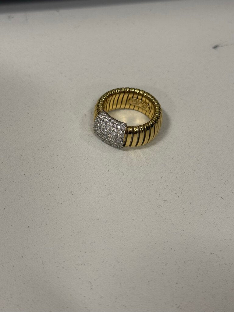 18k Yellow Gold Pave Diamond Tubogas Band Ring