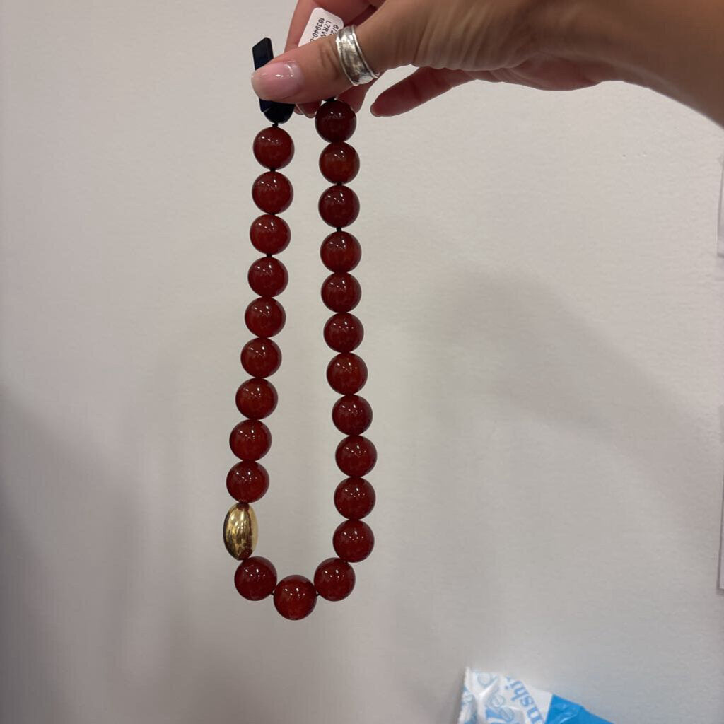 Red Agate 18k gold 17" Necklace R:900