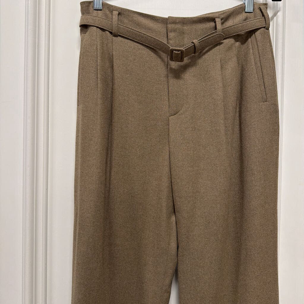 Brown Wool Belted Trousers