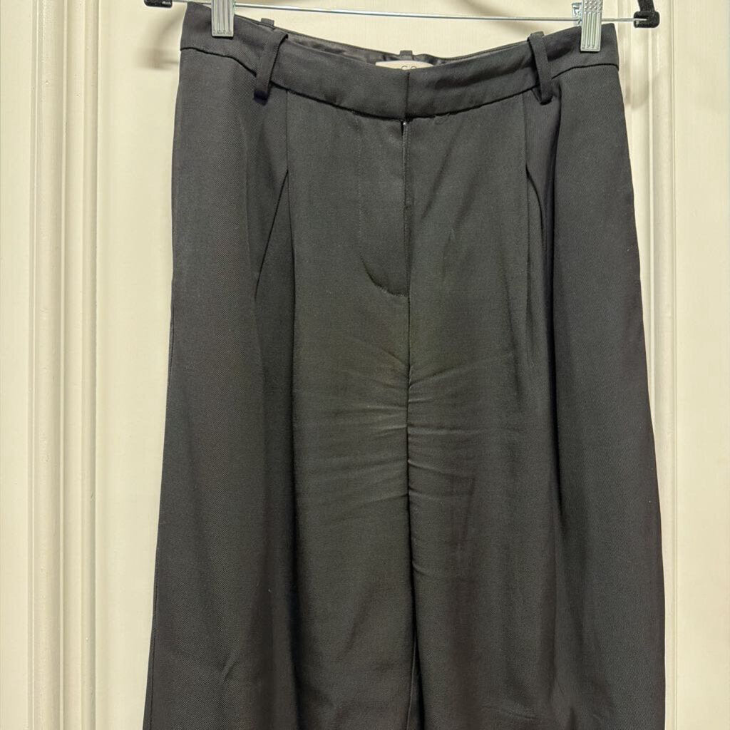 Black Viscose Blend Wide Leg Pant
