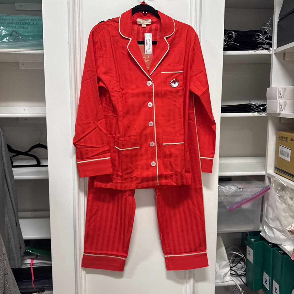Kip Red Cotton Shirt/Pant Sleep Set