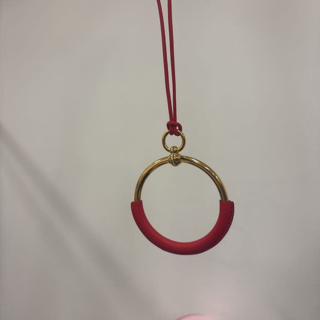 Red Leather Circle Necklace