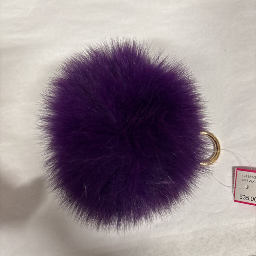 Black/Purple Fox Fur Bag Charm