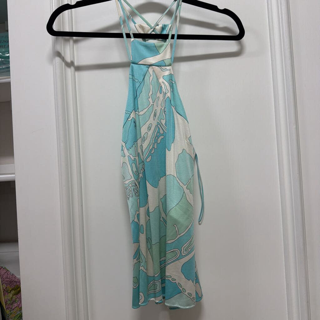 Teal/Blue Silk Halter Top