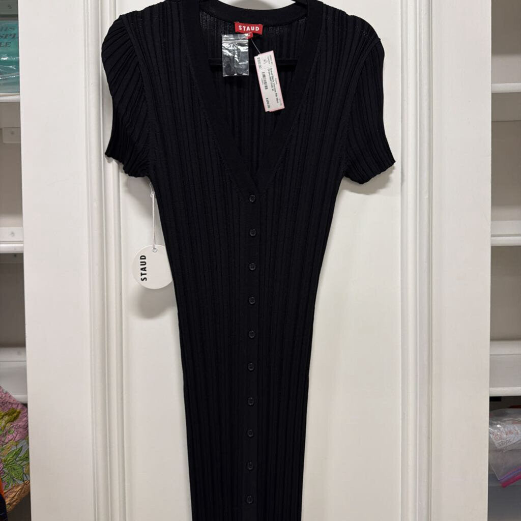 Black Viscose Rib Maxi Dress (NWT245)