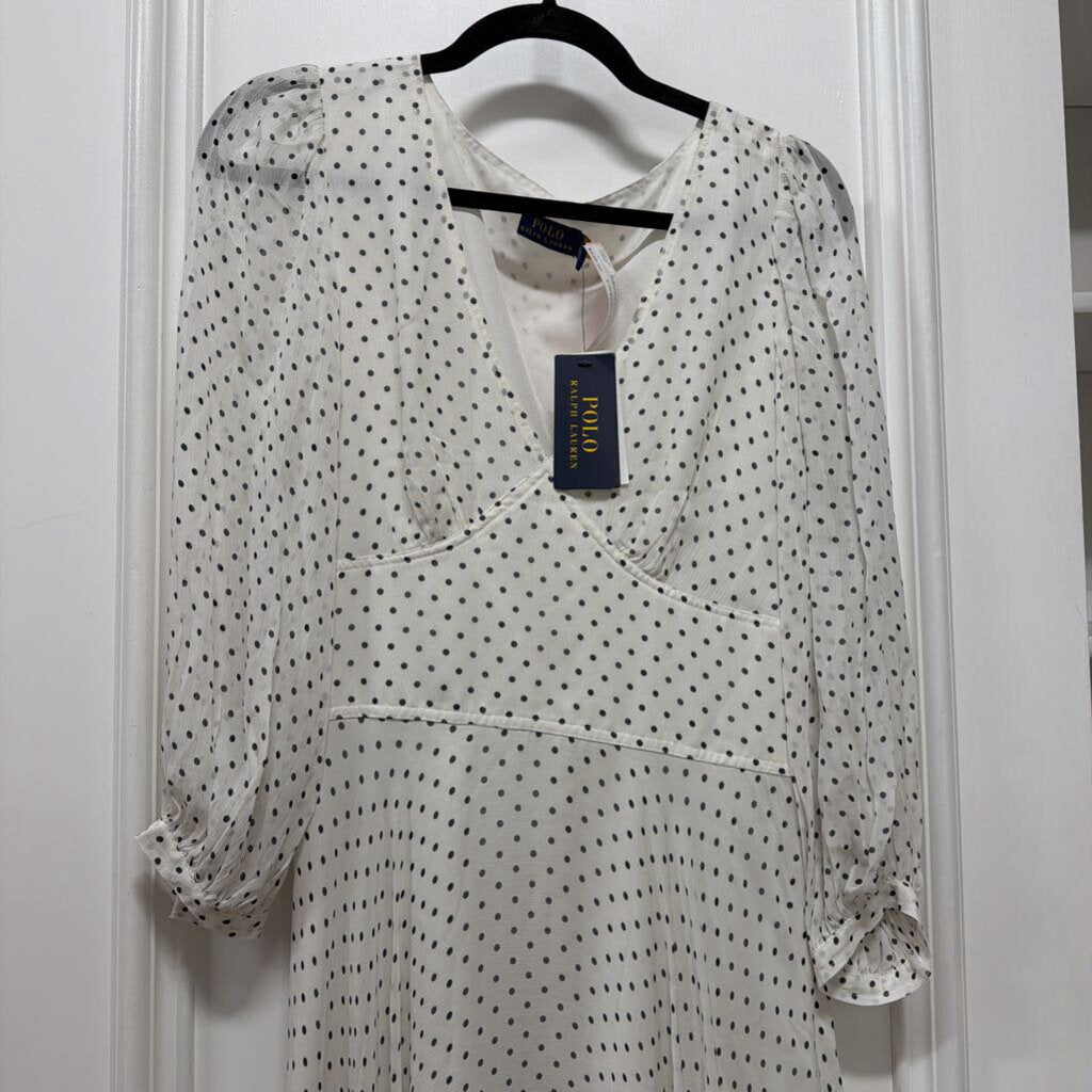 White Polka Dot Viscose Dress (NWT)