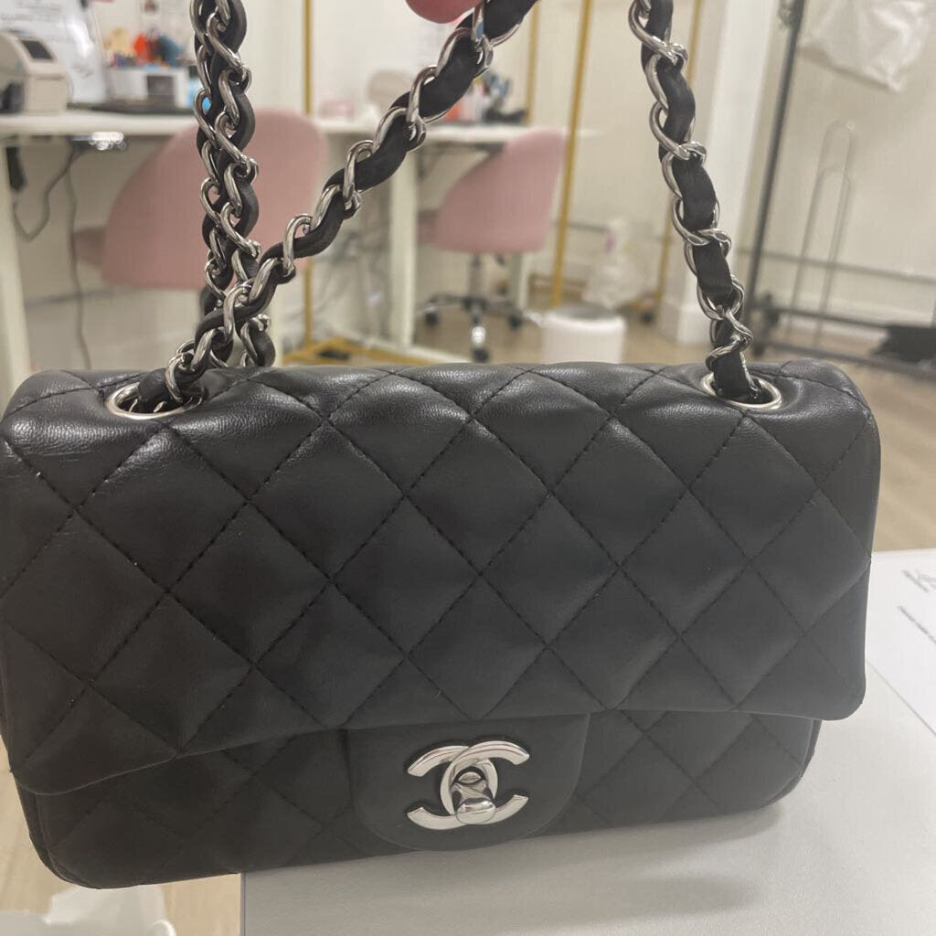 Black Lambskin Mini Rectangular Flap Bag
