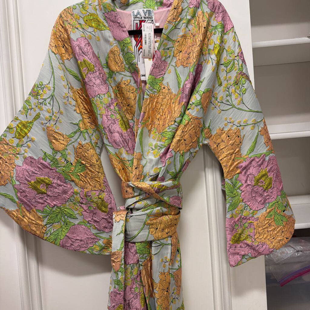Orange/Pink Brocade Floral Mini Wrap (NWT 850)