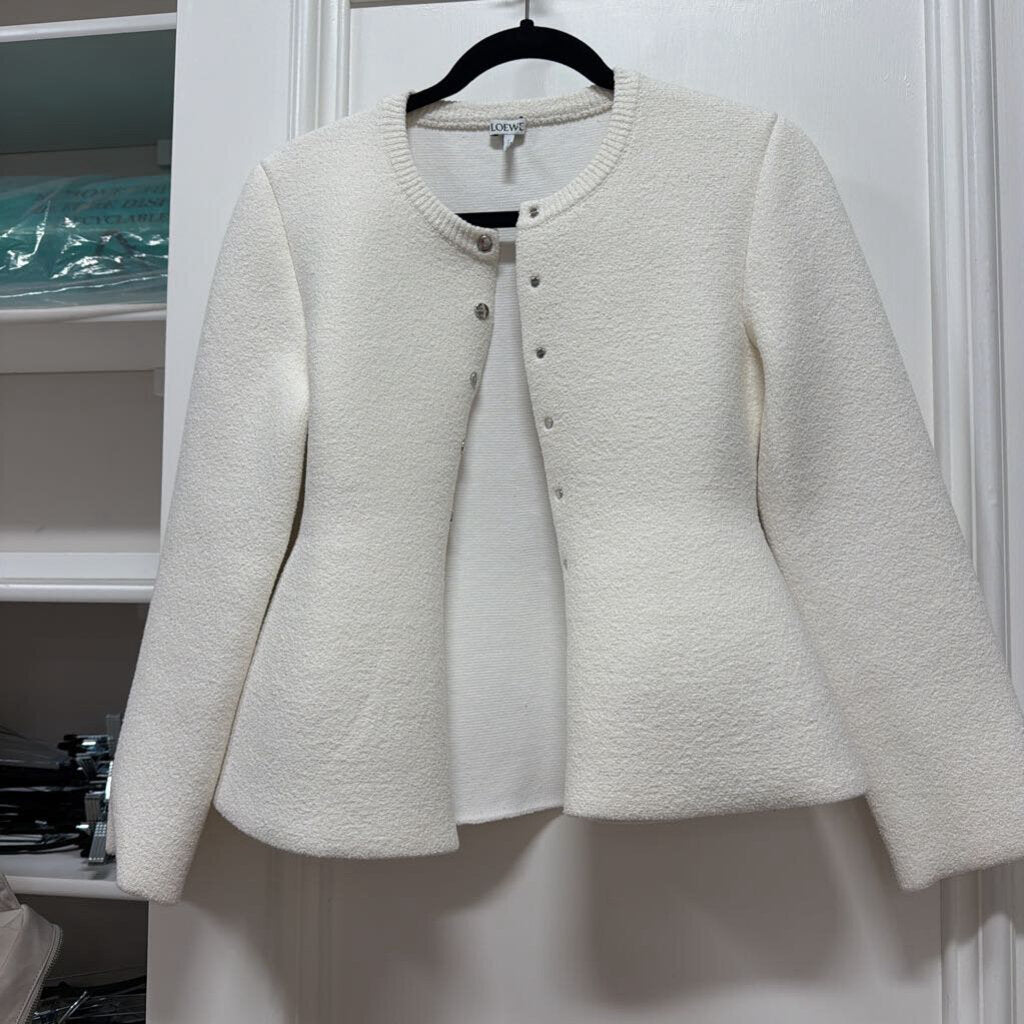 White Cotton Blend Chenille Cardigan (est 3150)