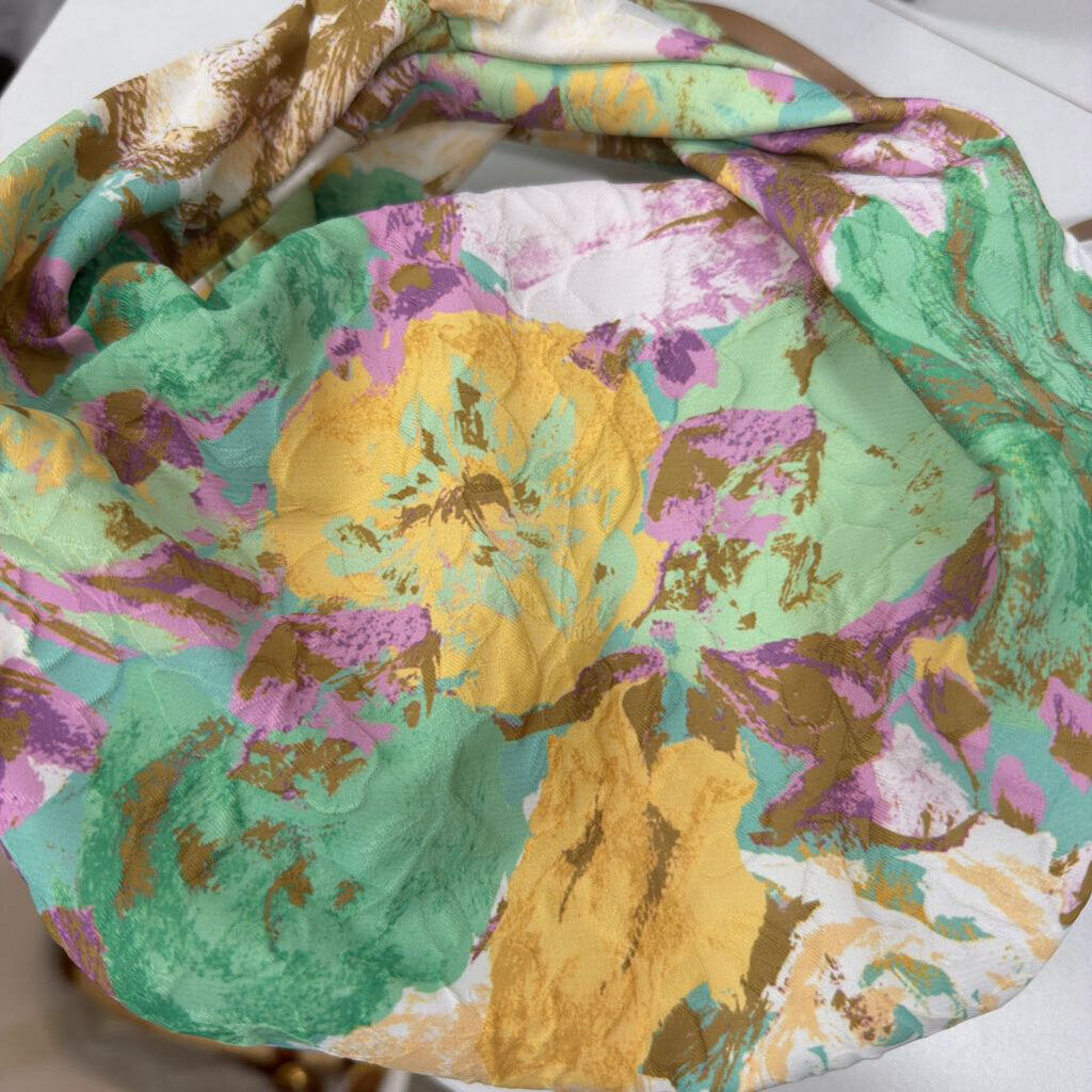 Green Print Canvas Clutch/Top Handle Bag