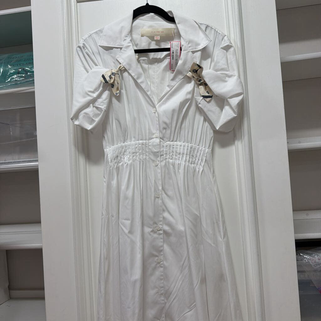 White Cotton Sleeve Bow Dress