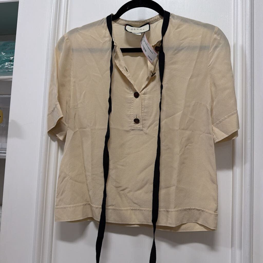 Beige Tie-Neck Blouse (AS IS minor spots on back)