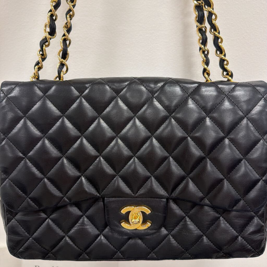 2008-09 Black Lambskin Classic Jumbo Single Flap Bag