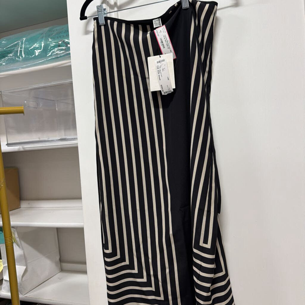 Black/Cream Silk Wrap Skirt (295)