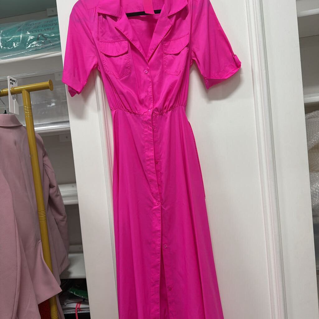 Pink Nylon Midi Dress