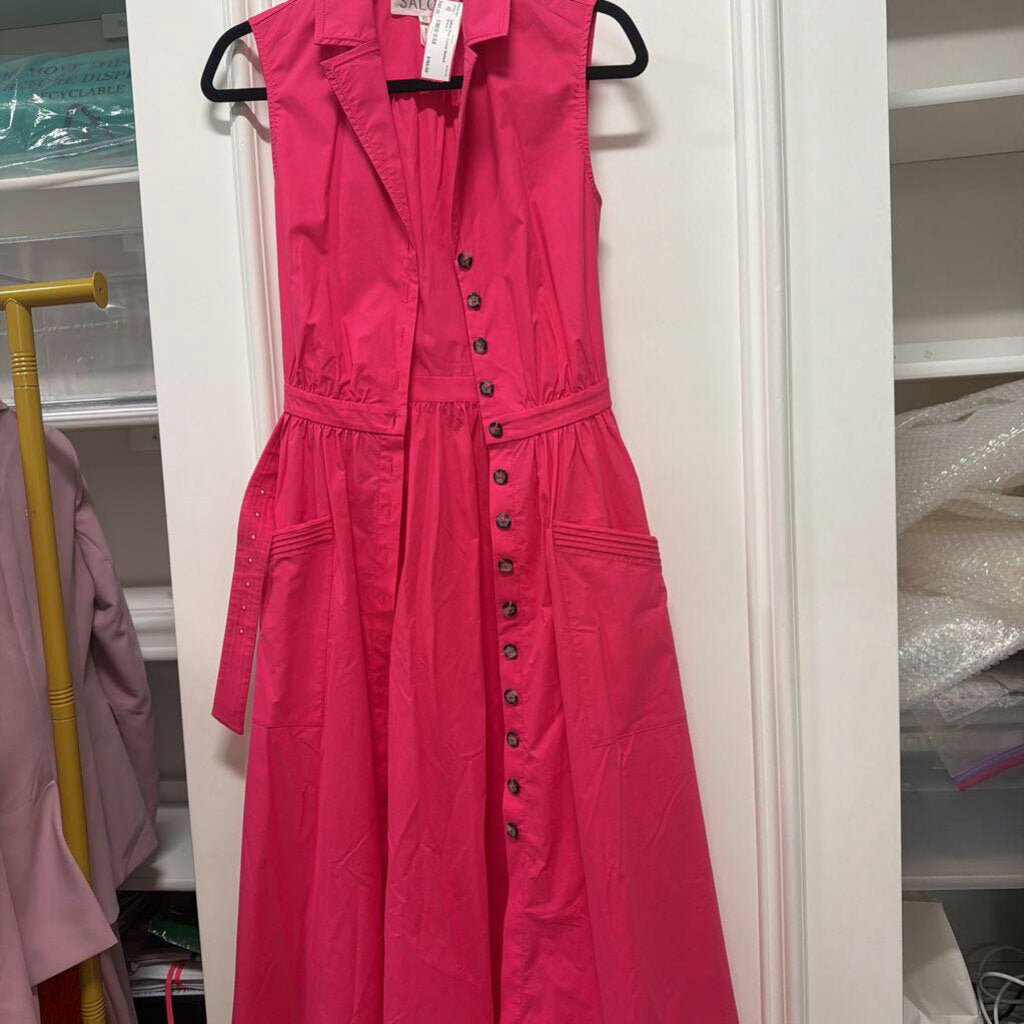 Pink Cotton Belted Dress