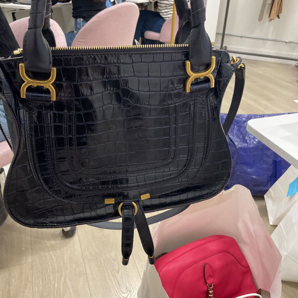 Navy Croc Embossed Marcie