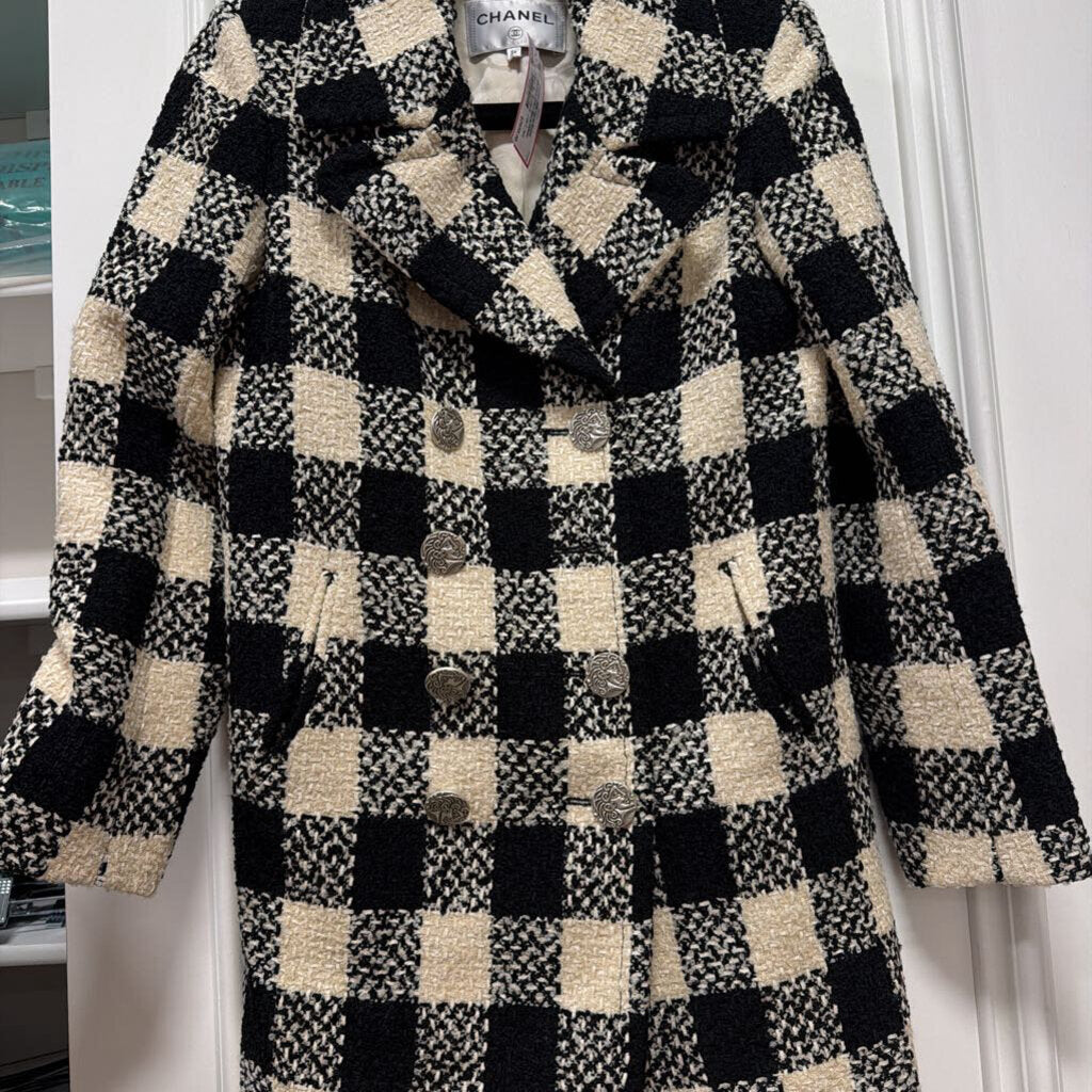 2016 Paris-Rome Metiers d'Art Black/White Check Tweed Coat