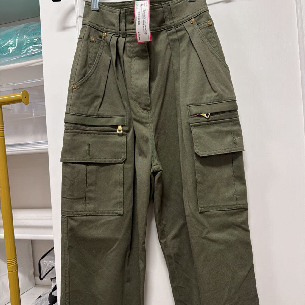 Green Cotton High Waisted Cargo Pant (as is Back)