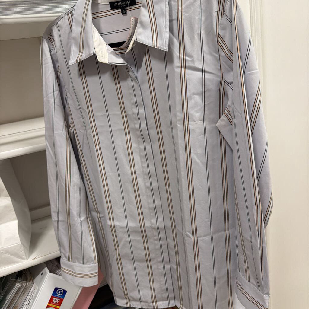 Blue/Multi Stripe Cotton Button Up Top