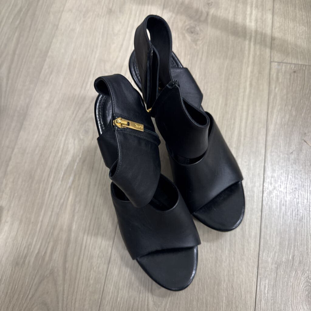 Saint Laurent Black Leather Heeled Sandal