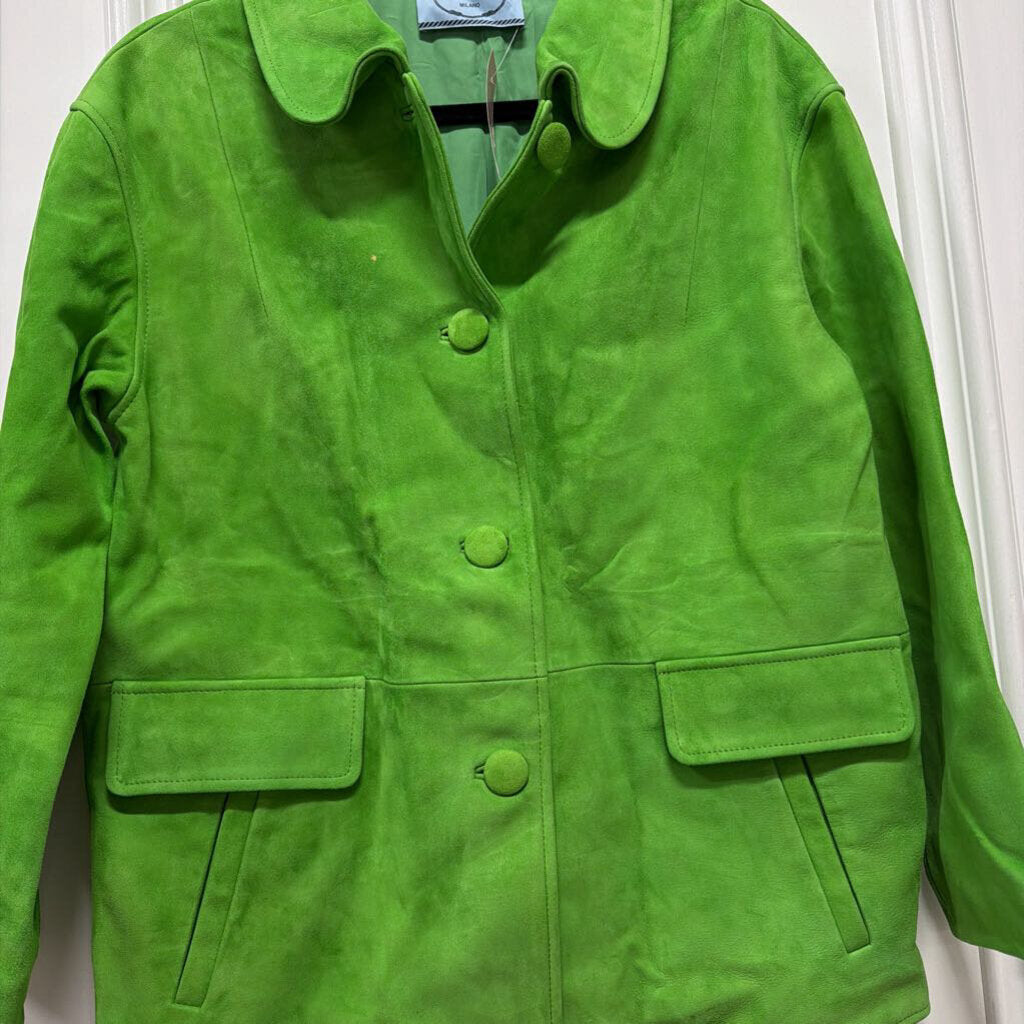 2023 Apple Green Suede Jacket (R:6400 as is-small spot)