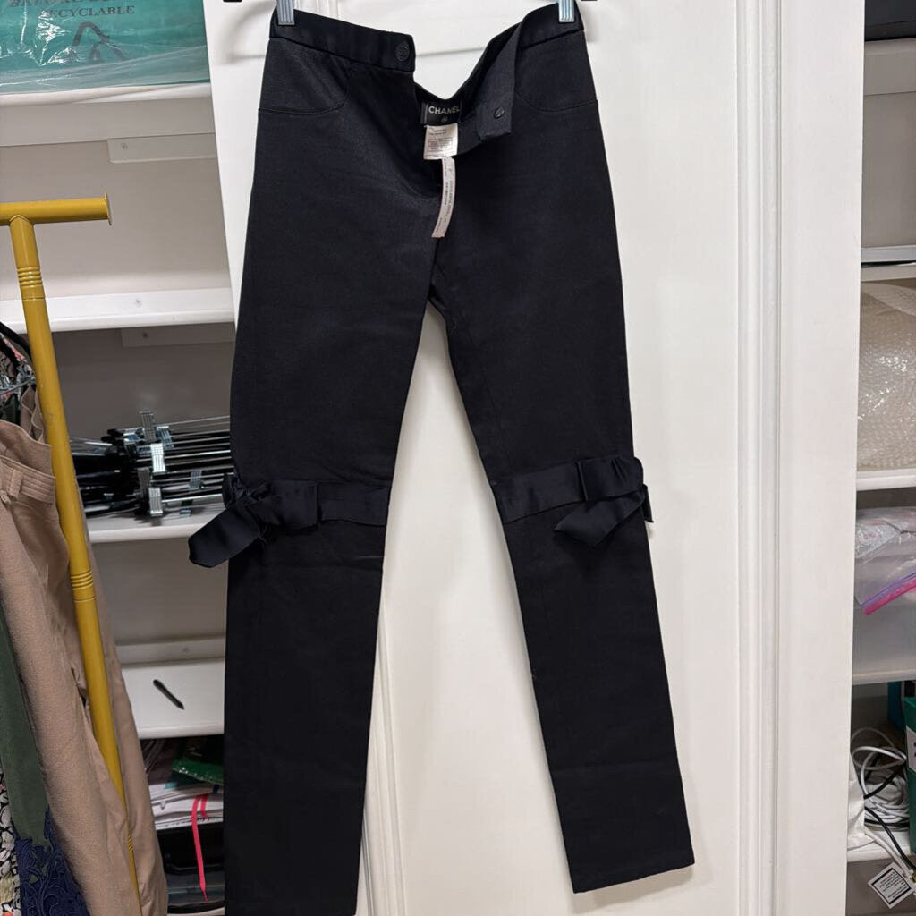 2005A Black Cotton/Silk Bow Pant